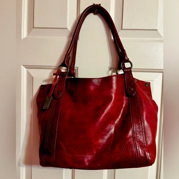 Frye Red Leather Tote Bag - Picture 1 of 12